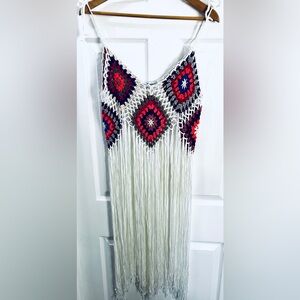 Asha by Ashley McCormick Crochet Fringe Cover Up Boho Festival Layer
